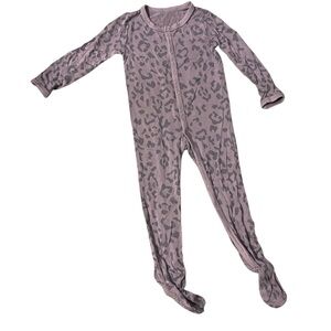 Kyte BABY Buttoned Footie – Taro Leopard – 12-18 Months – Bamboo – NWOT‎